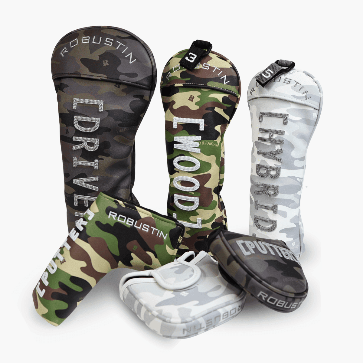 【Item's】ピン型パター(CAMO) TOUR ARMOUR ヘッドカバー(PU)