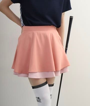 【Women's】Two-Tier Flare Skirt