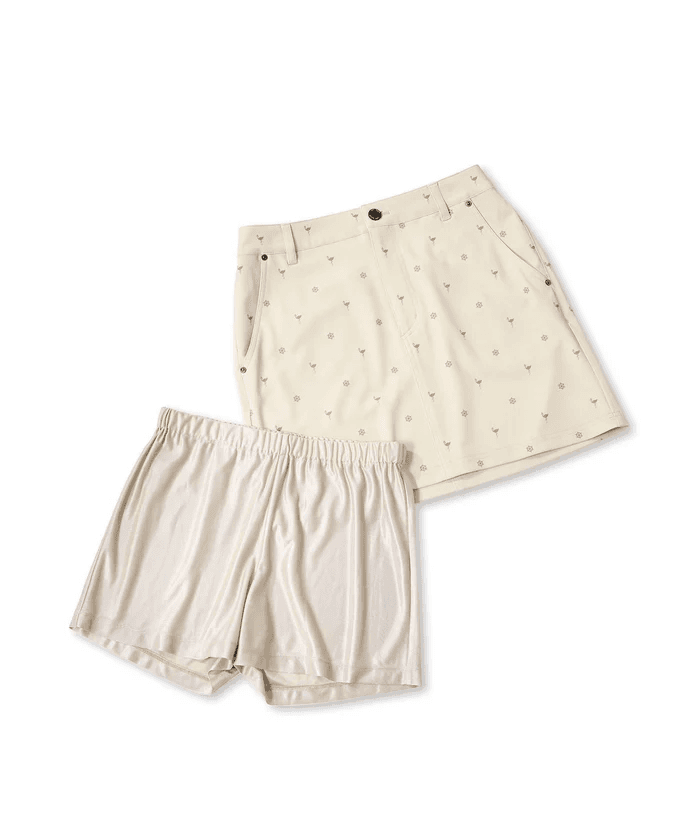 【Women's】小紋総柄プリントAラインスカート