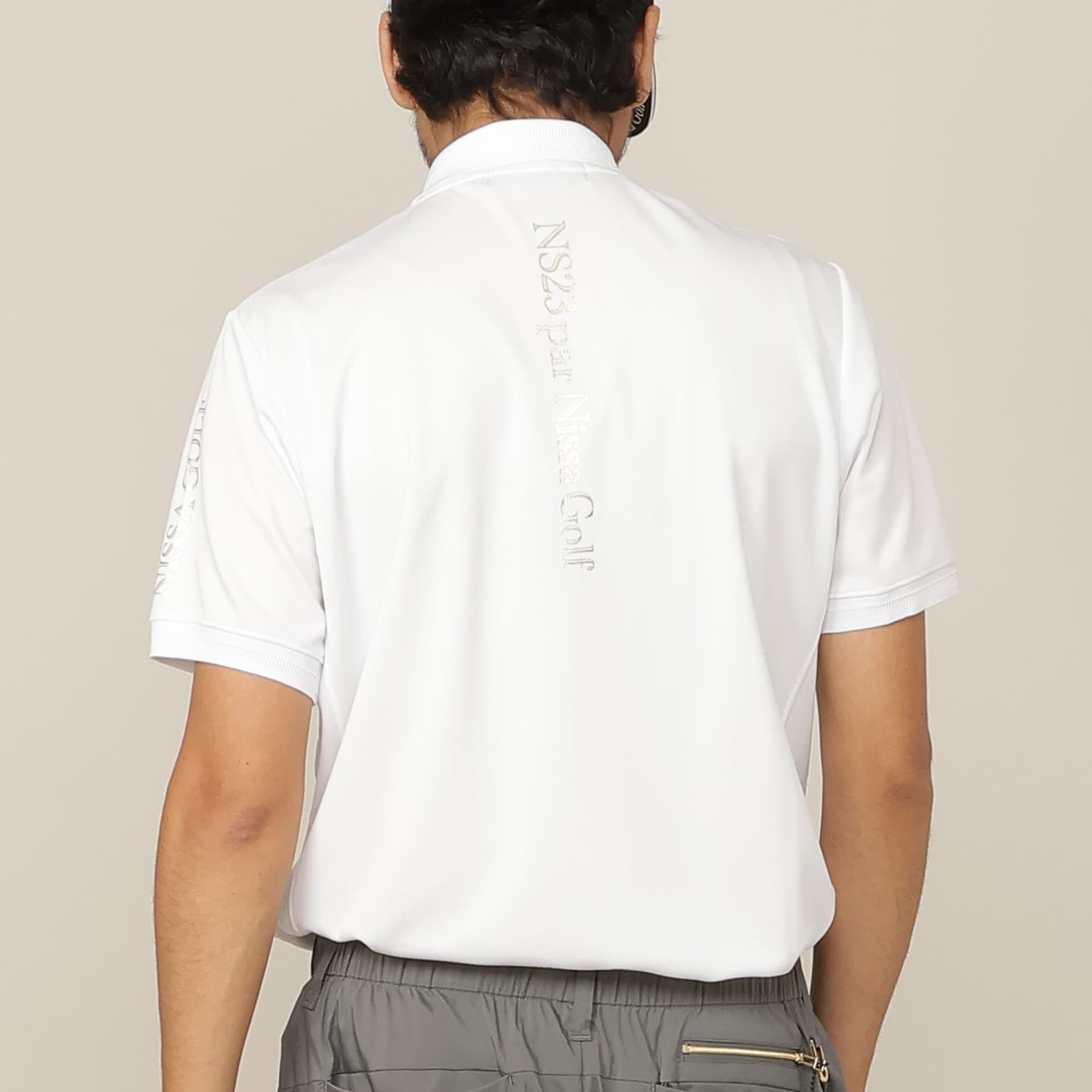 【Men's】【吸水速乾/UVカット/接触冷感】立体ロゴ半袖ポロシャツ