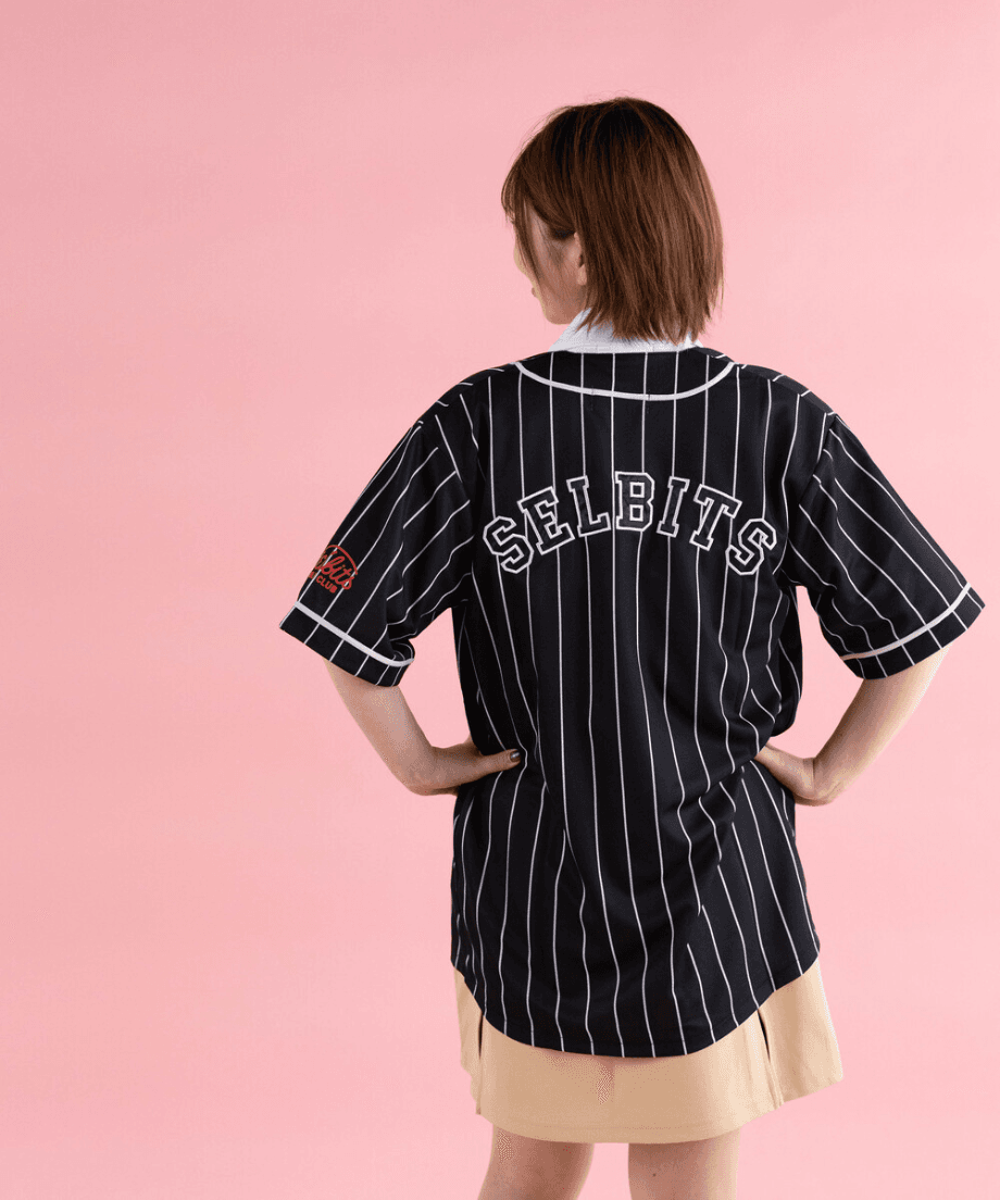 【Unisex】SELBITS LOGO BASEBALL SHIRT black