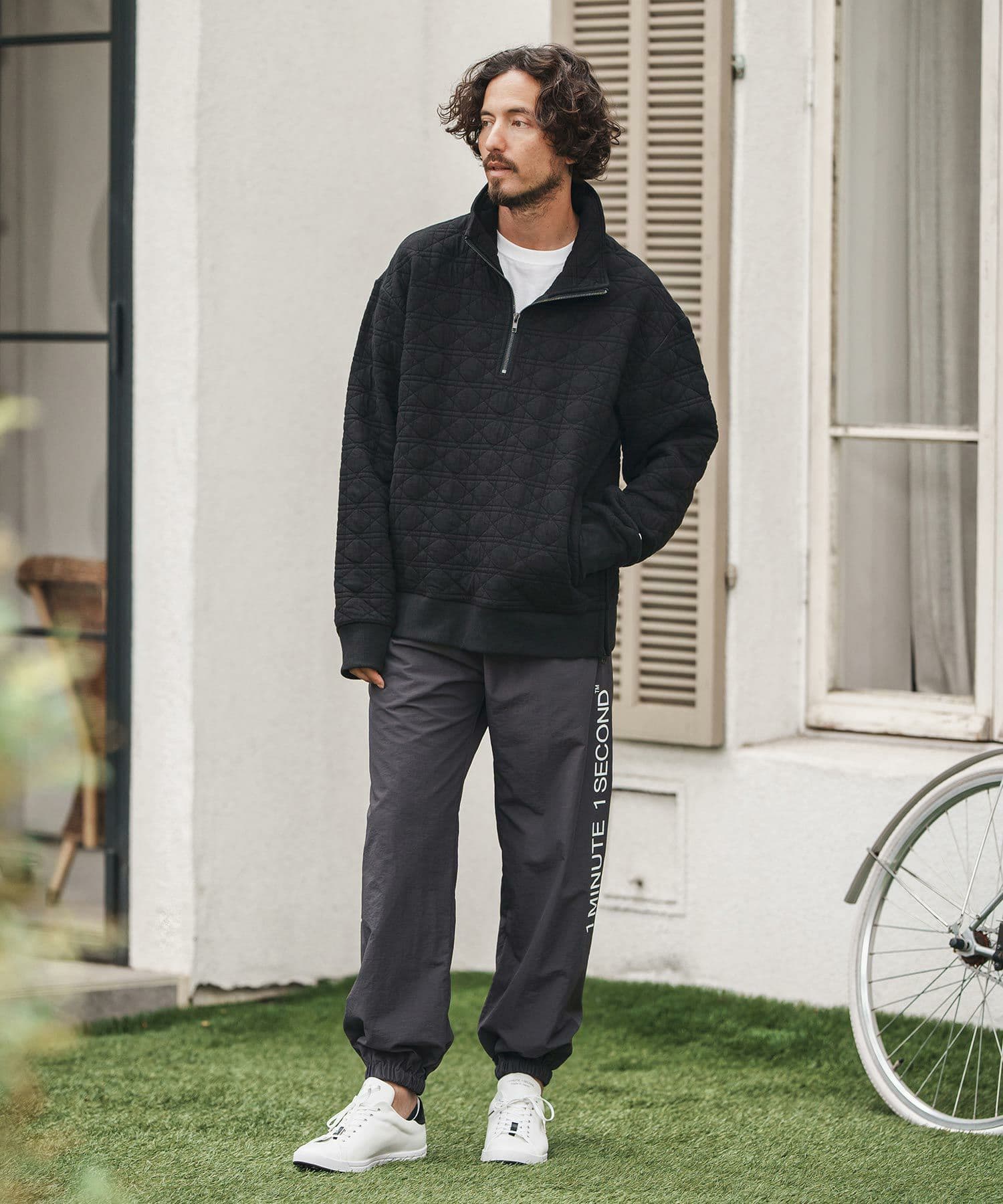 【Men's】キルティングハーフジッププルオーバー