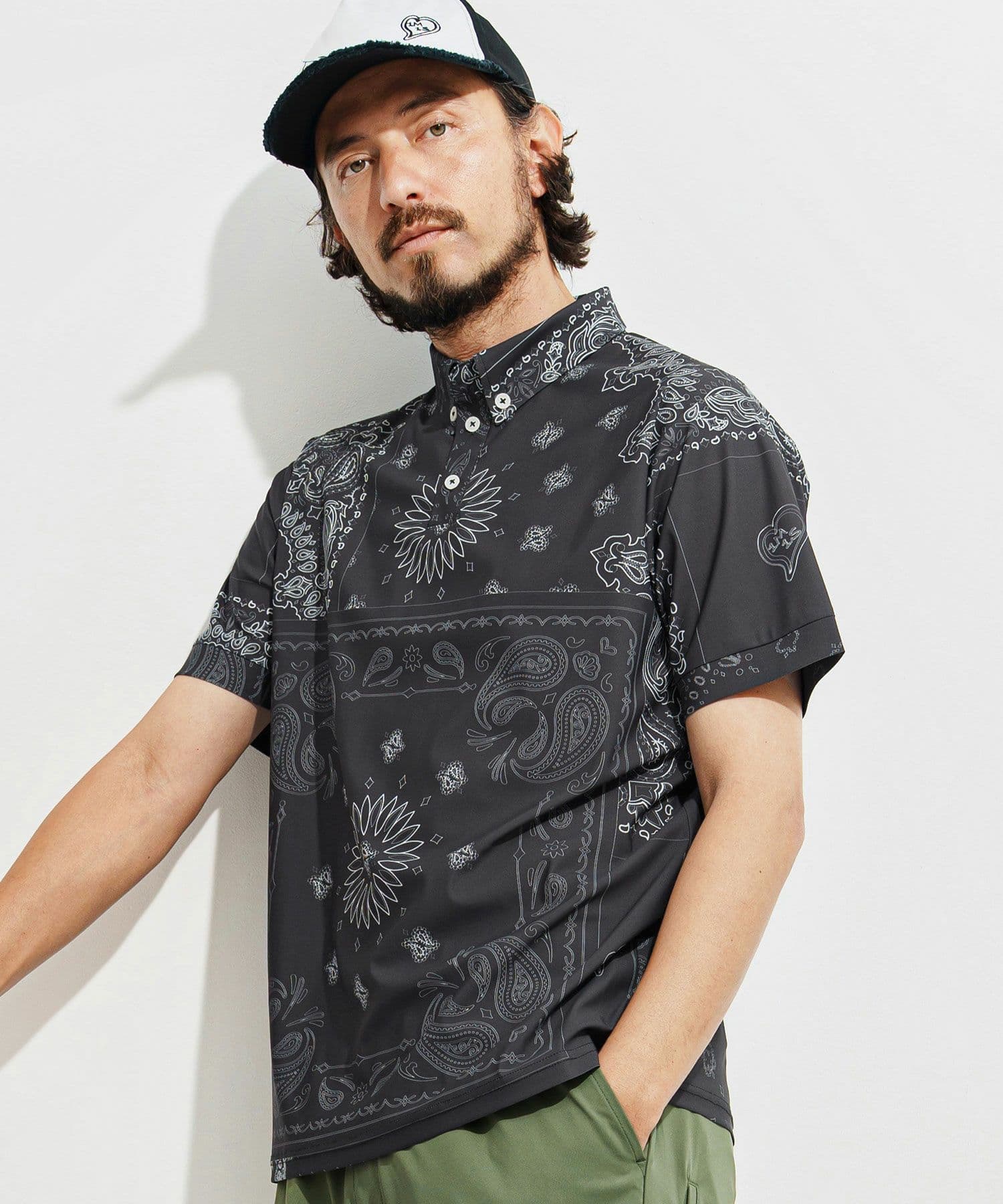 【Men's】ペイズリー柄ポロシャツ