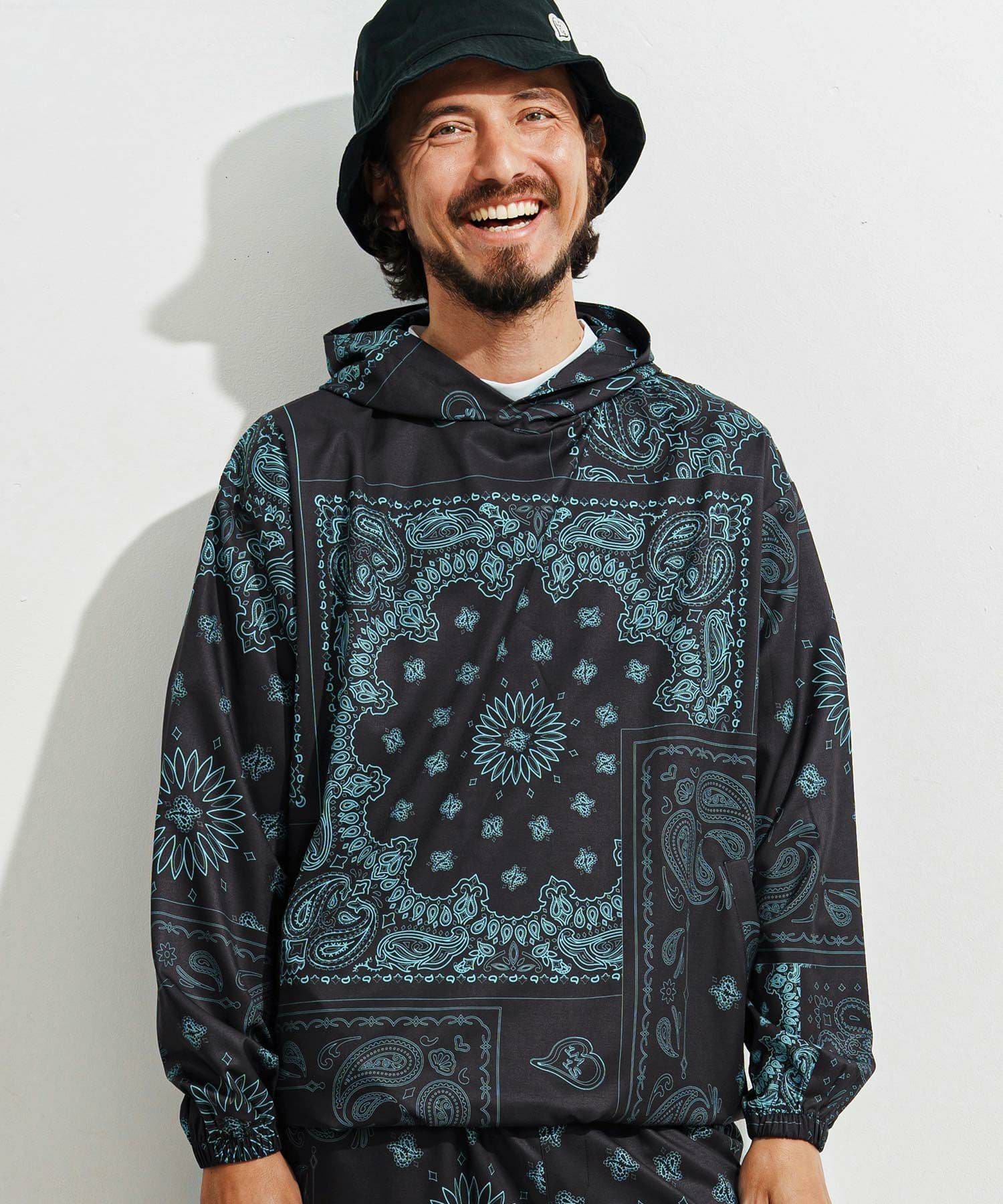 【Men's】ペイズリー柄フーディーブルゾン