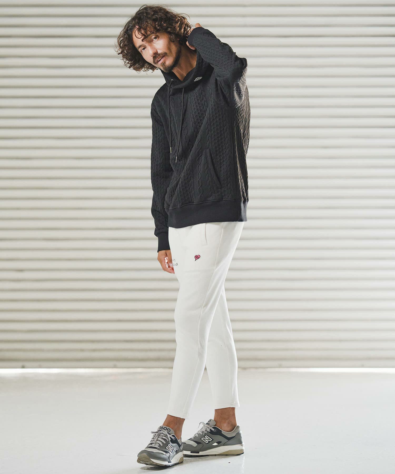 【Men's】ケーブルニットパーカー