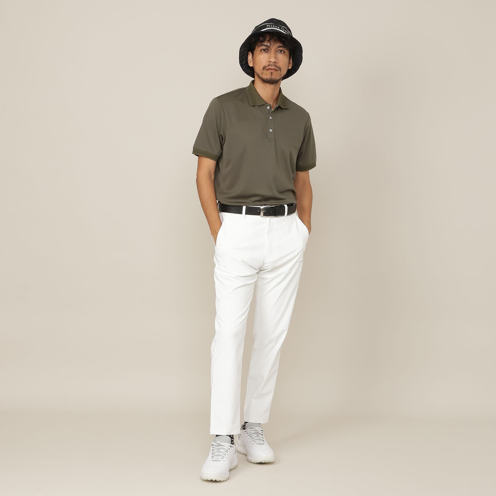 【Men's】【吸水速乾/UVカット/接触冷感】立体ロゴ半袖ポロシャツ