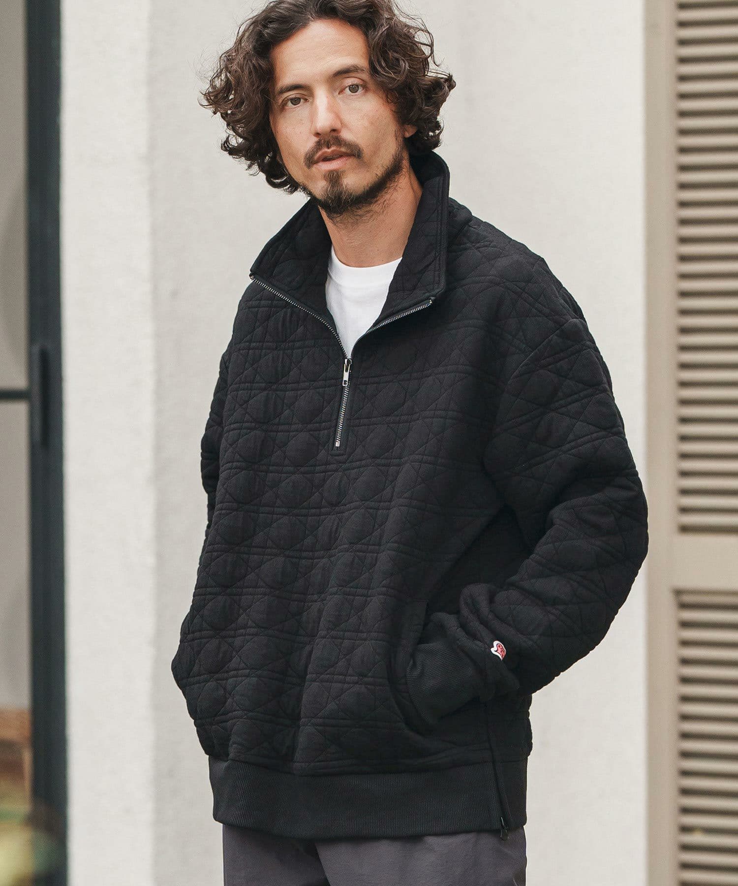 【Men's】キルティングハーフジッププルオーバー