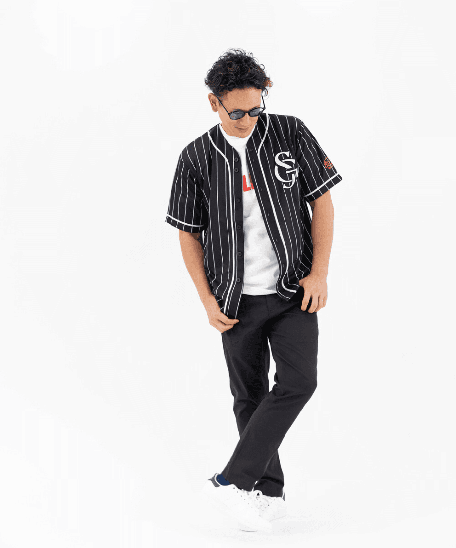 【Unisex】SELBITS LOGO BASEBALL SHIRT black