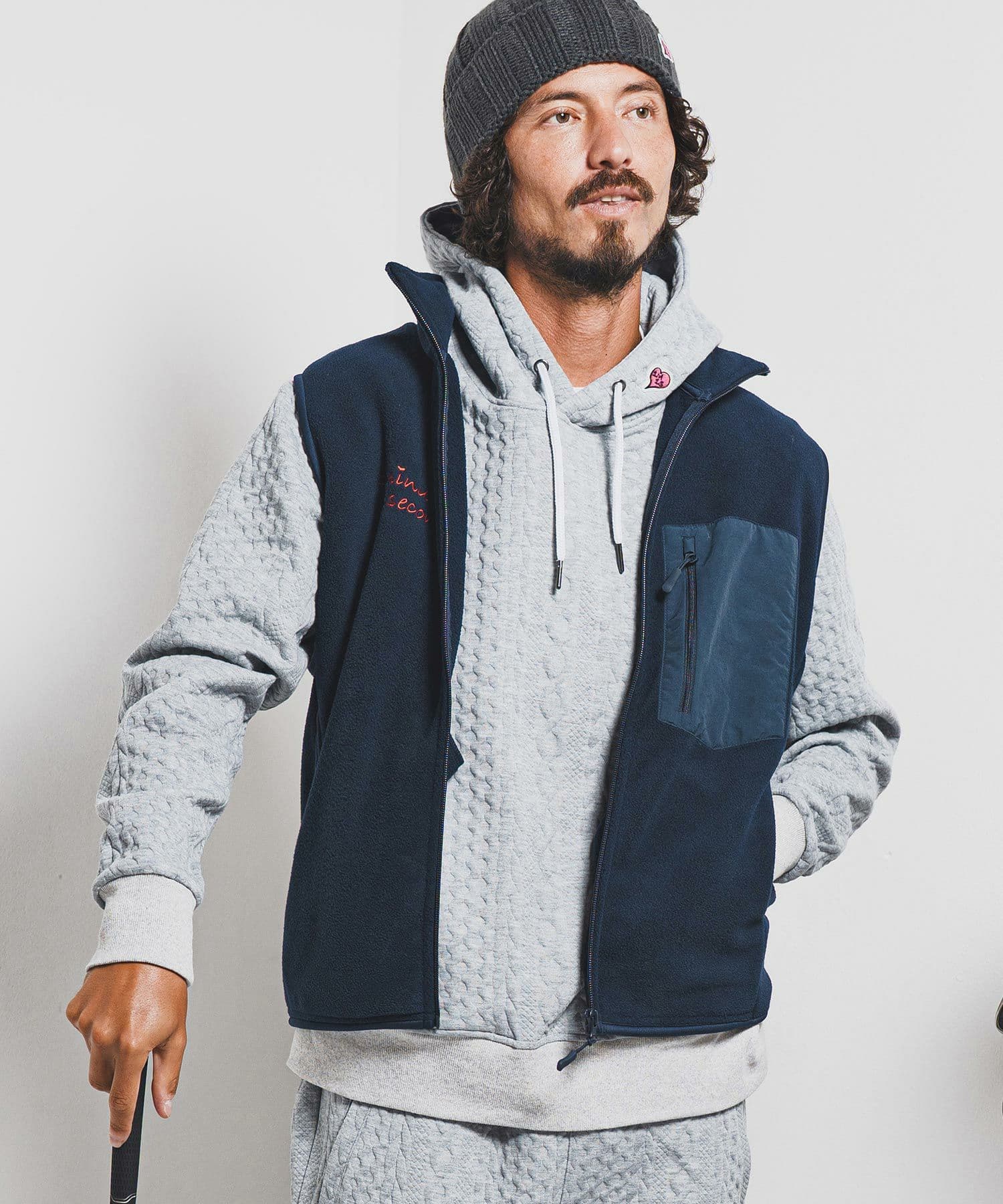 【Men's】フリースジップベスト