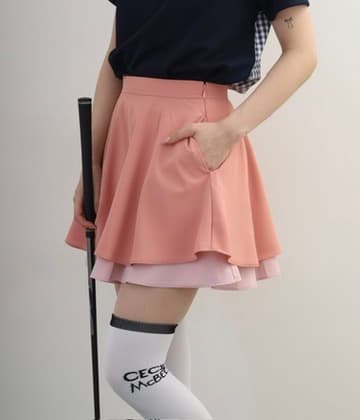 【Women's】Two-Tier Flare Skirt