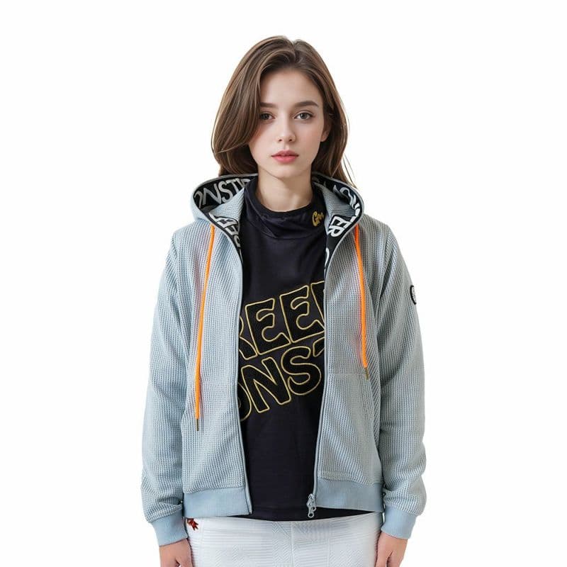 【Women's】ロゴテープ ワッフルZIPパーカー