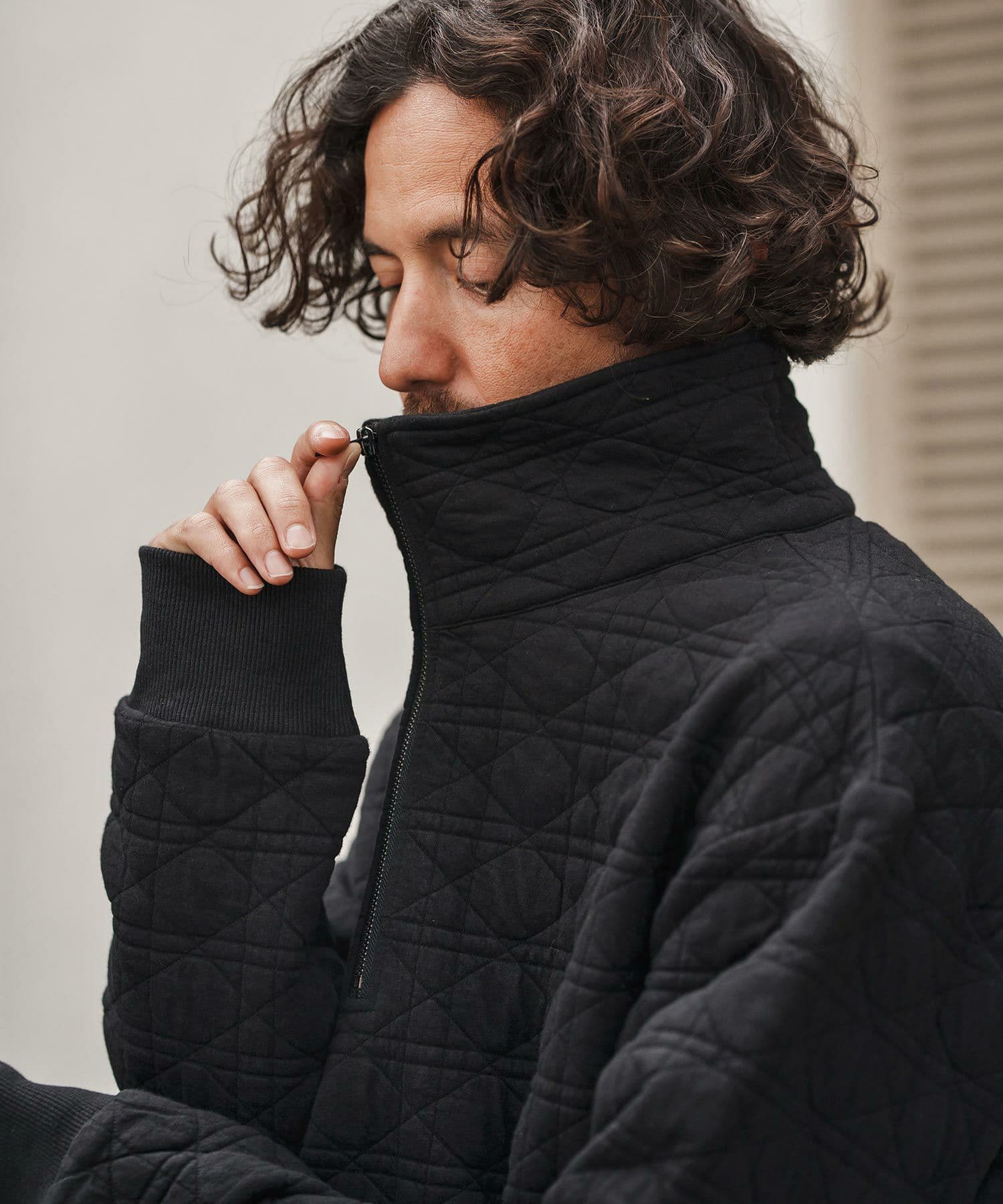 【Men's】キルティングハーフジッププルオーバー