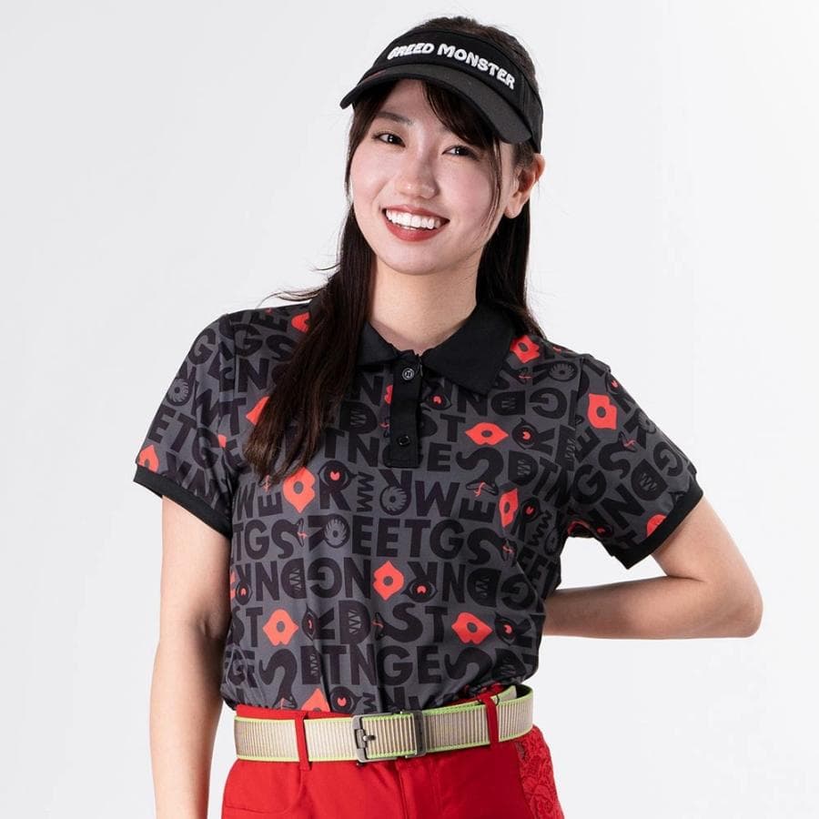 【Women's】モンスターロゴ総柄 ポロ