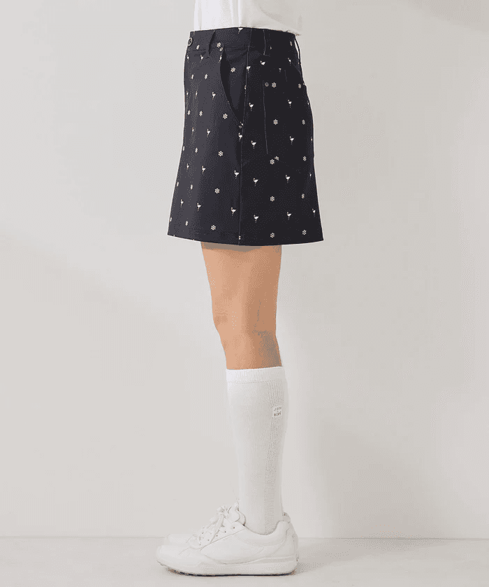 【Women's】小紋総柄プリントAラインスカート