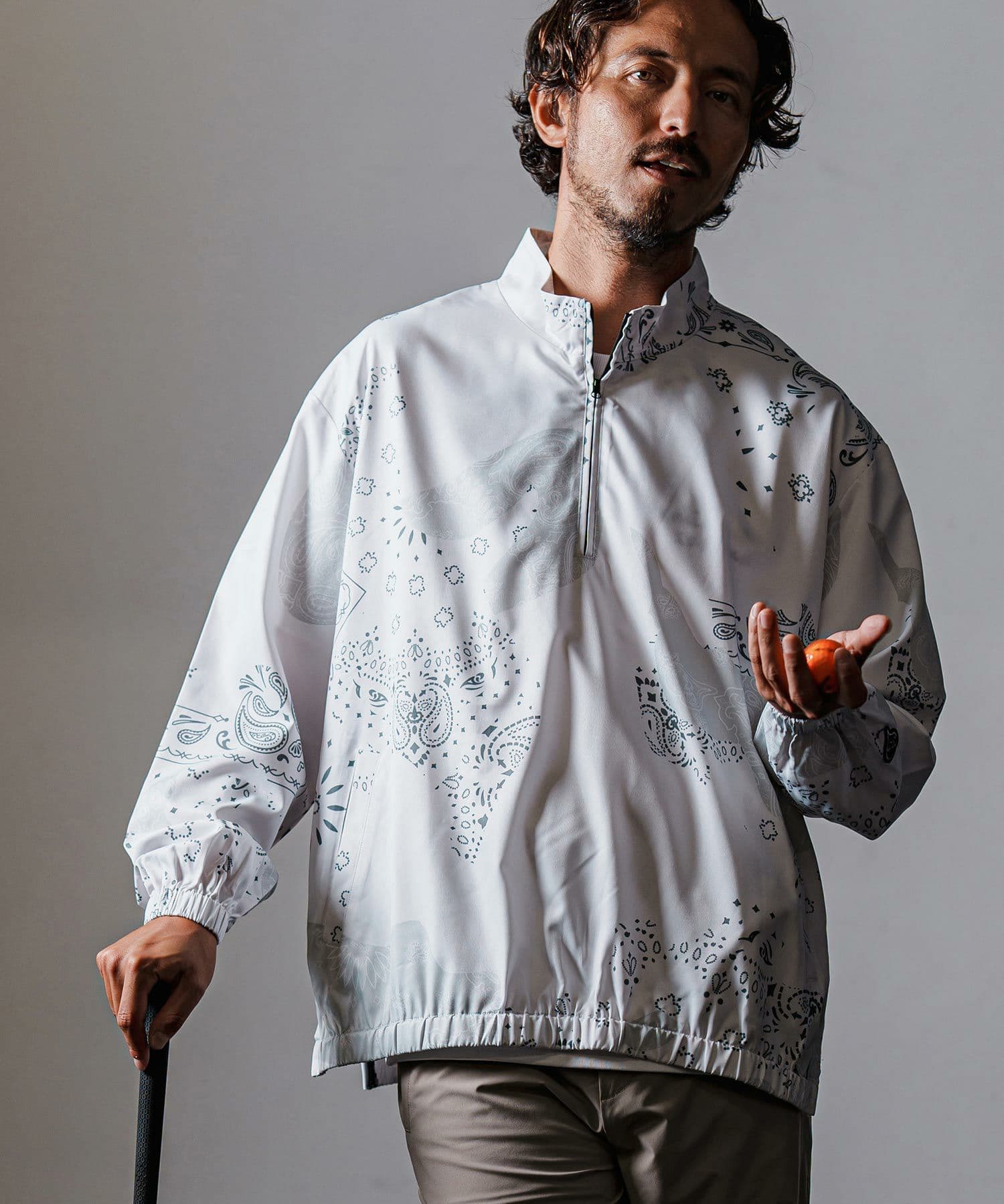 【Men's】カモフラージュペイズリー柄ハイネックジップブルゾン