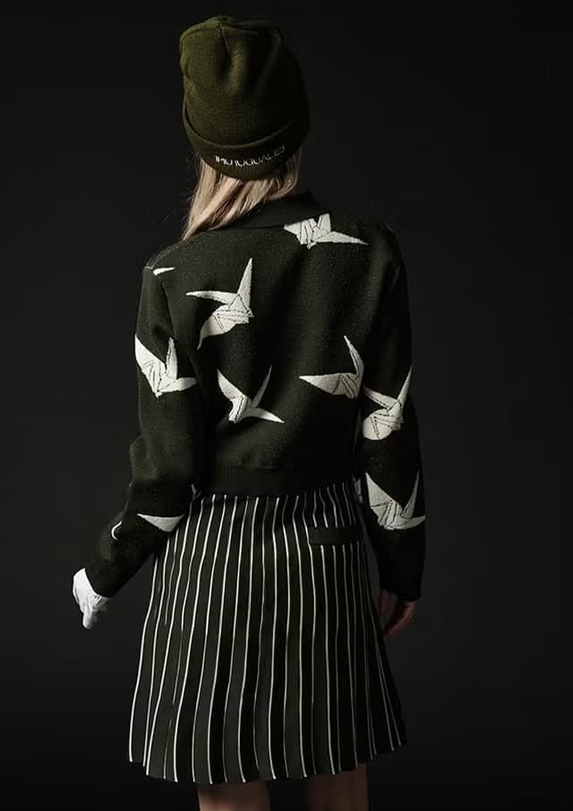 【Women's】Dancing CraneJacquard Knit one-piece