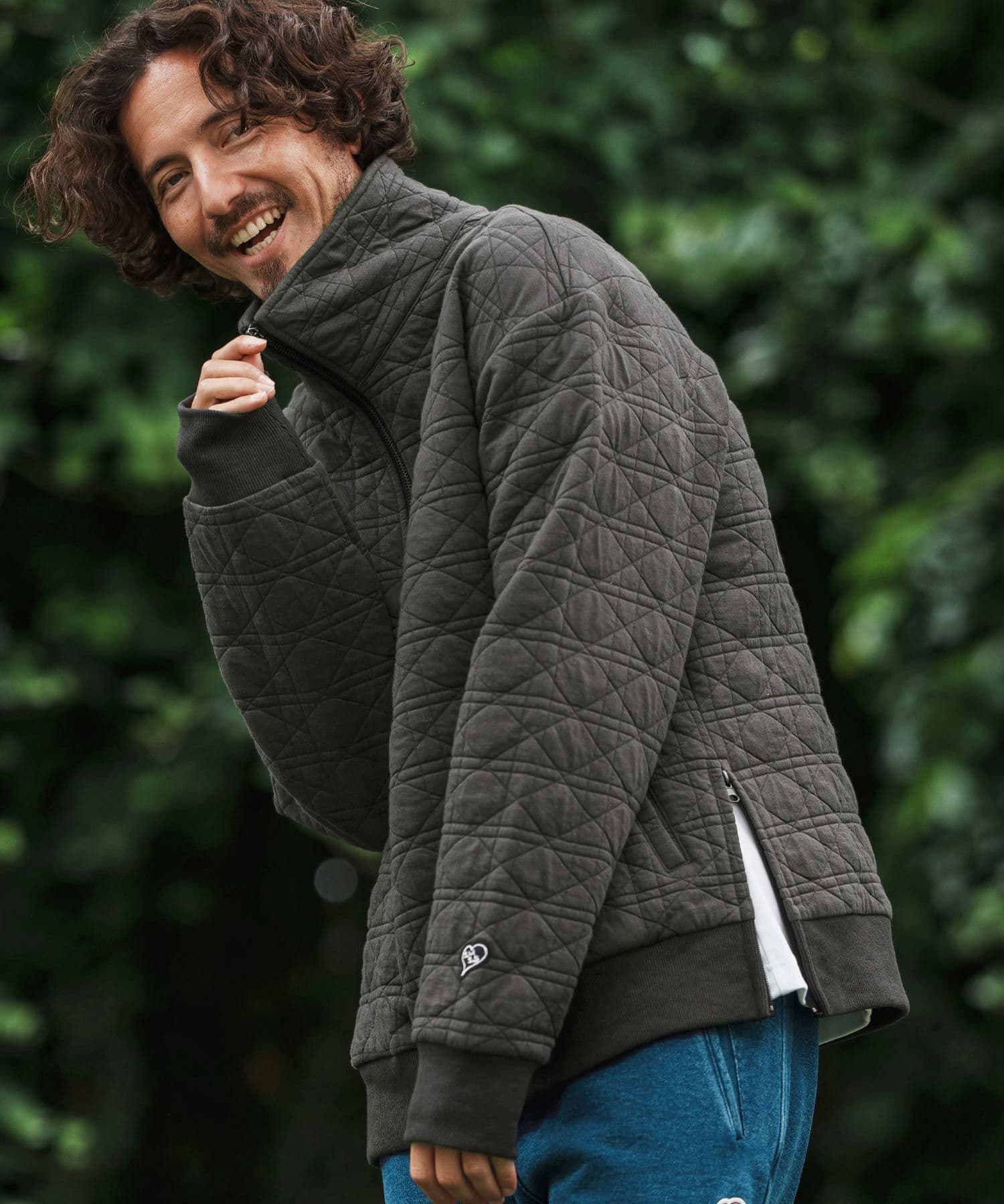 【Men's】キルティングハーフジッププルオーバー