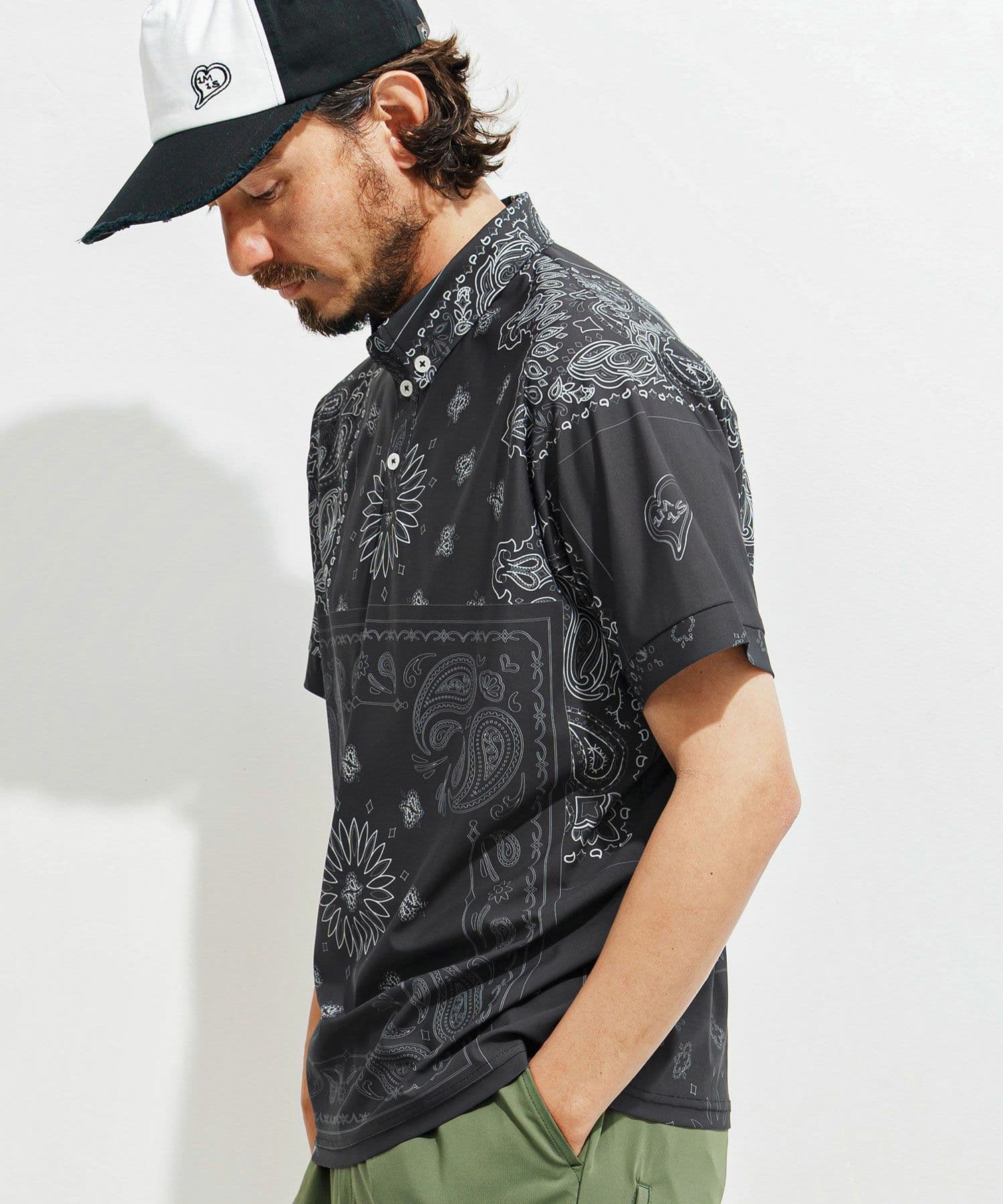 【Men's】ペイズリー柄ポロシャツ