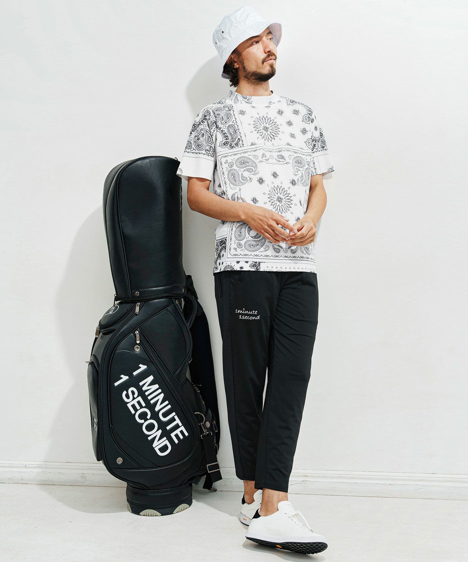 【Men's】ペイズリー柄半袖モックネック