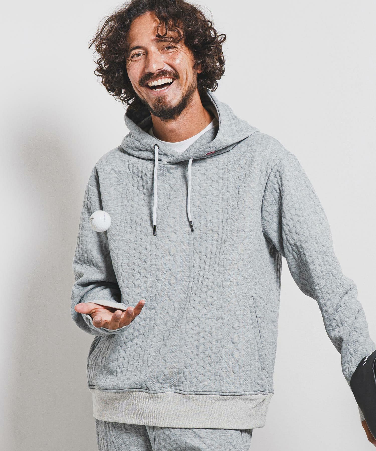 【Men's】ケーブルニットパーカー