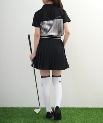 【Women's】Checkered mock neck