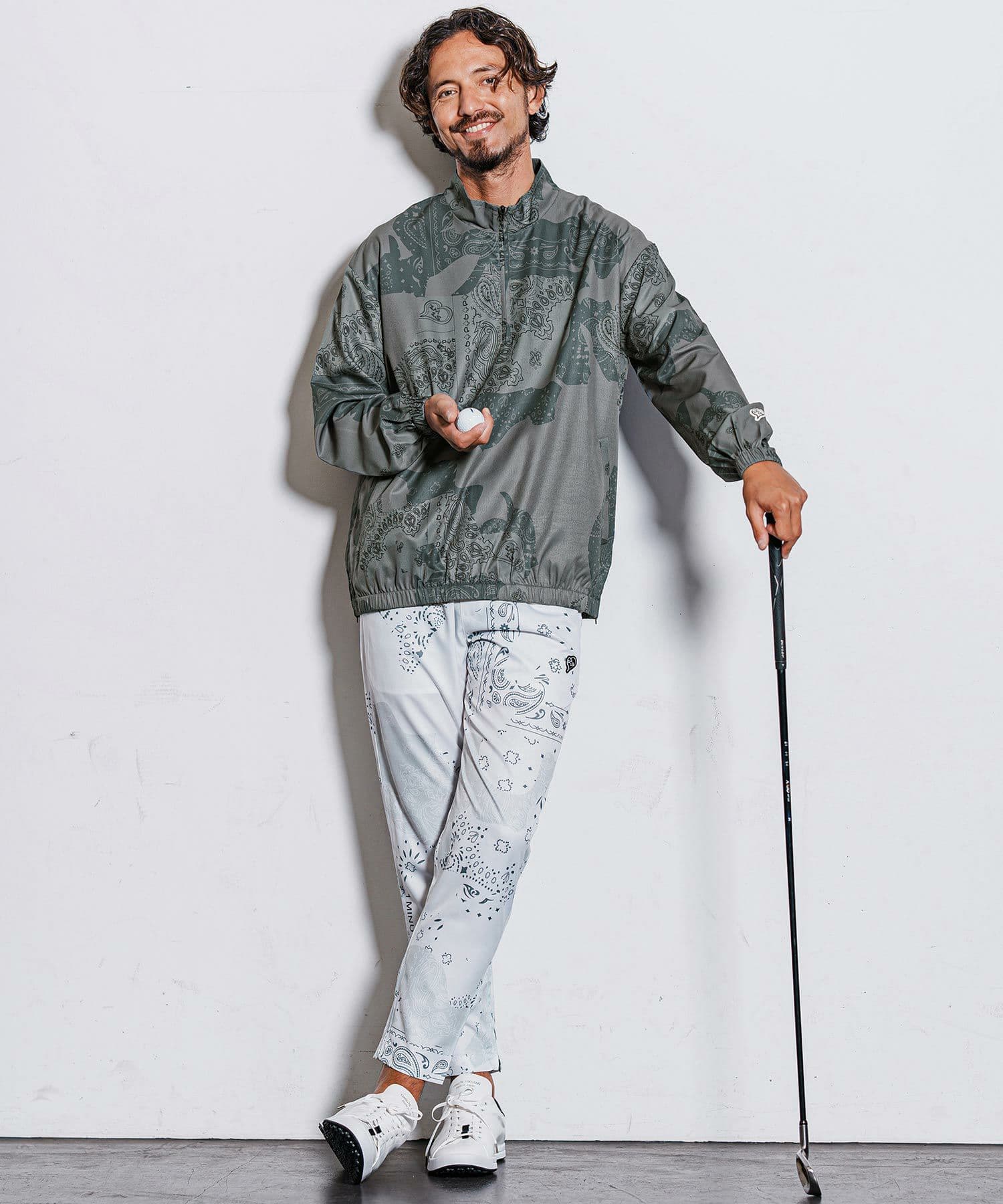 【Men's】カモフラージュペイズリー柄ハイネックジップブルゾン