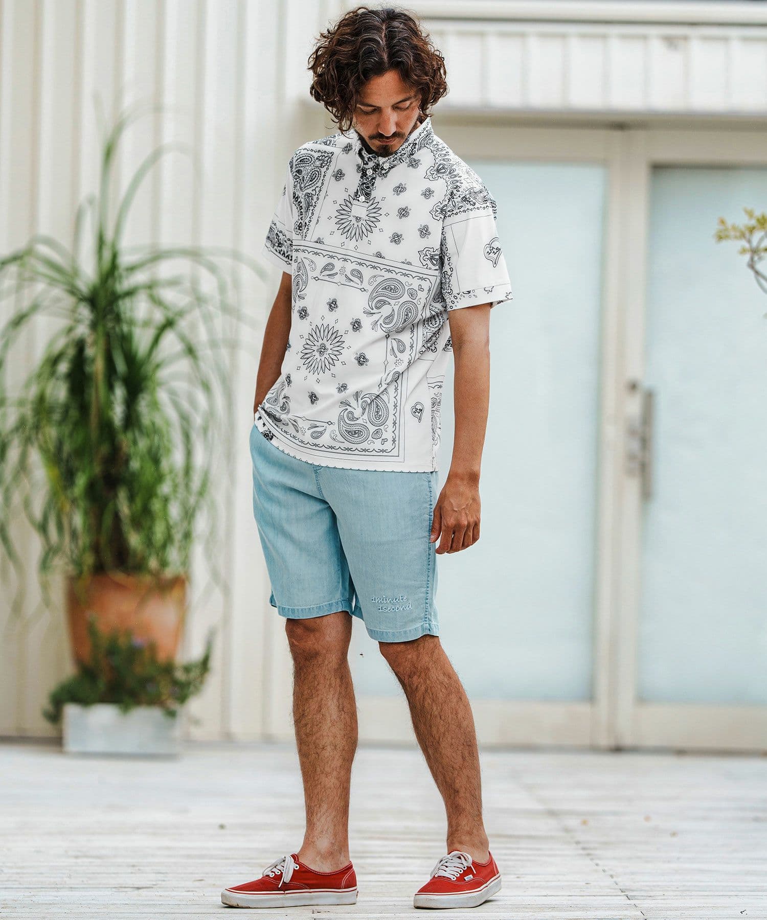 【Men's】ペイズリー柄ポロシャツ