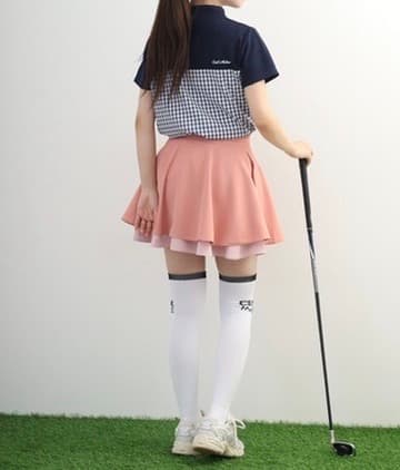 【Women's】Checkered mock neck