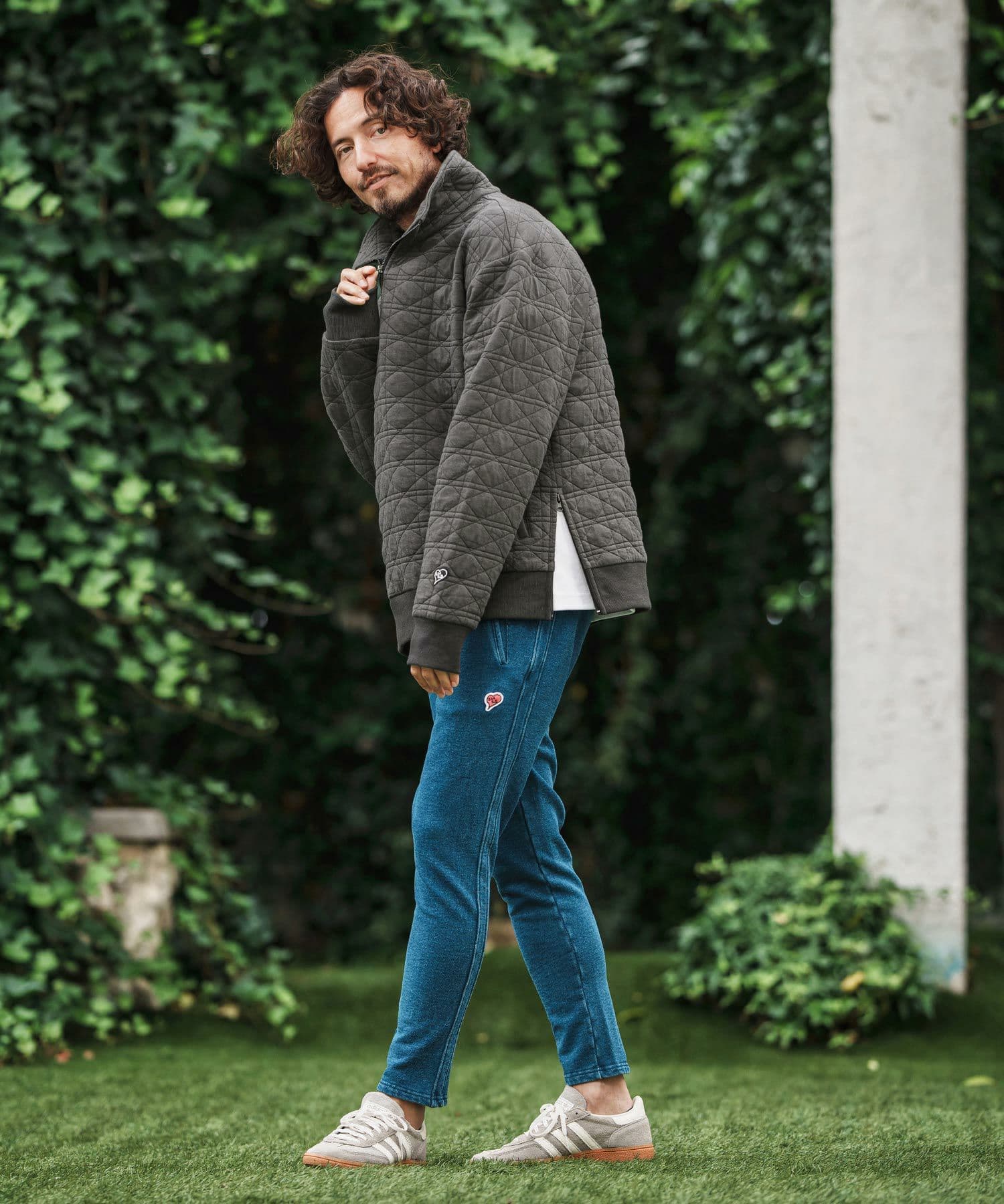 【Men's】キルティングハーフジッププルオーバー