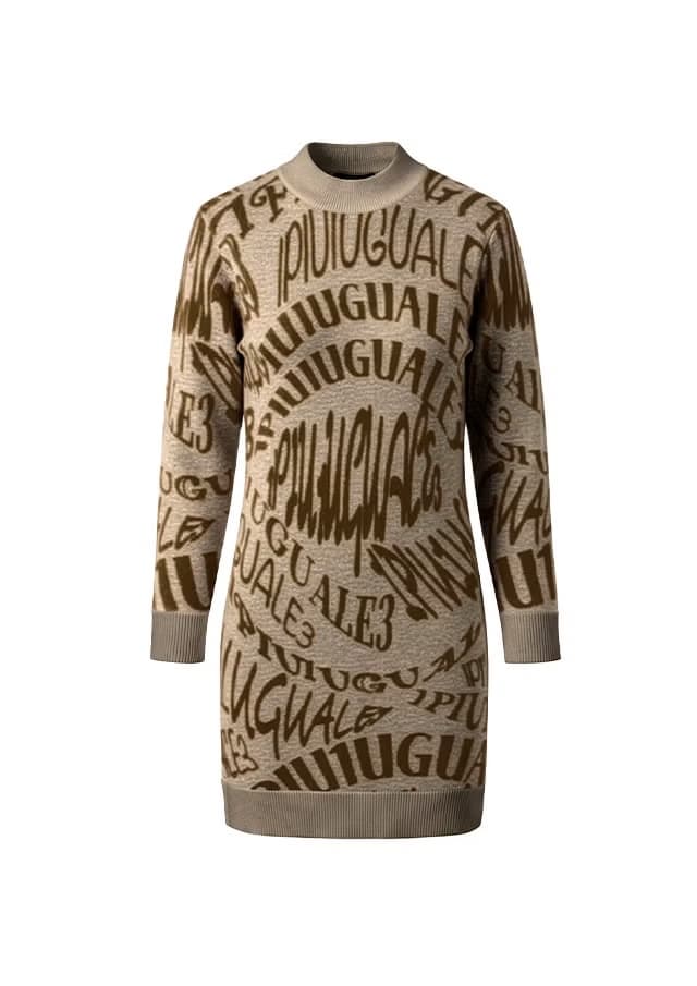 【Women's】Melting LetterJacquard Knit one-piece