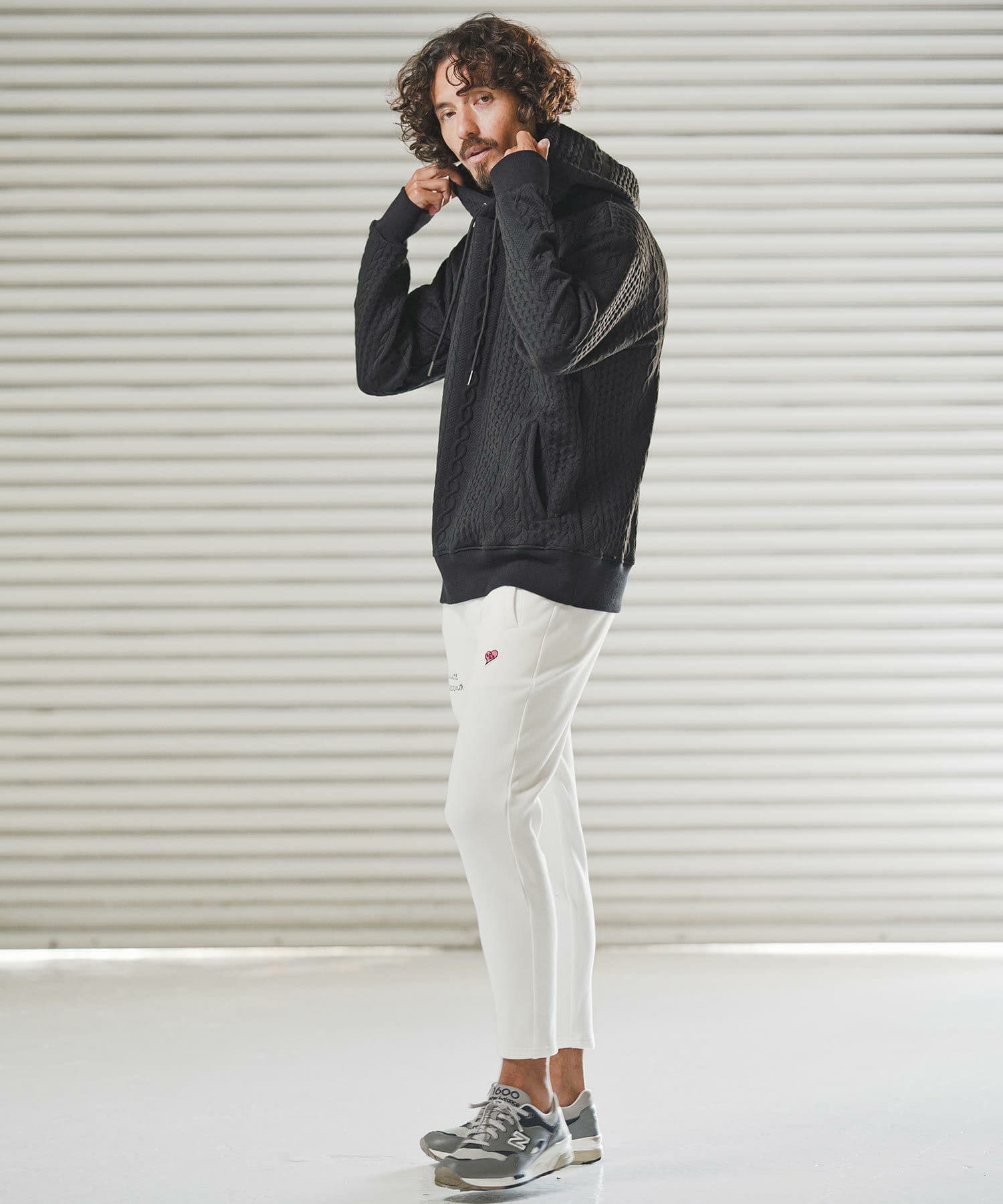 【Men's】ケーブルニットパーカー