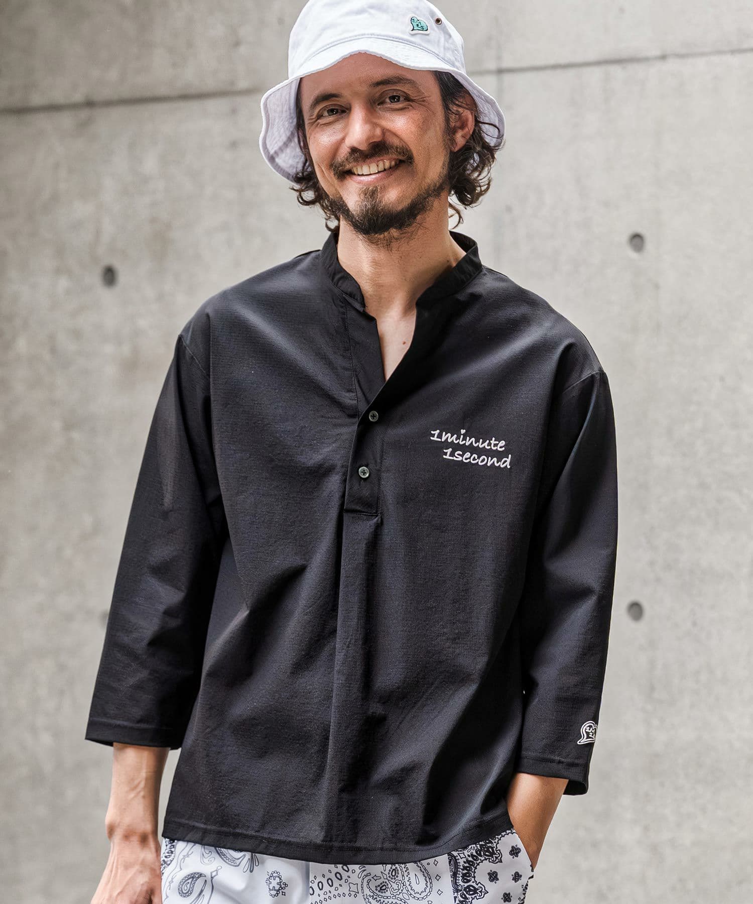 【Men's】バンドカラープルオーバーシャツ