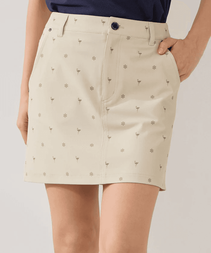 【Women's】小紋総柄プリントAラインスカート