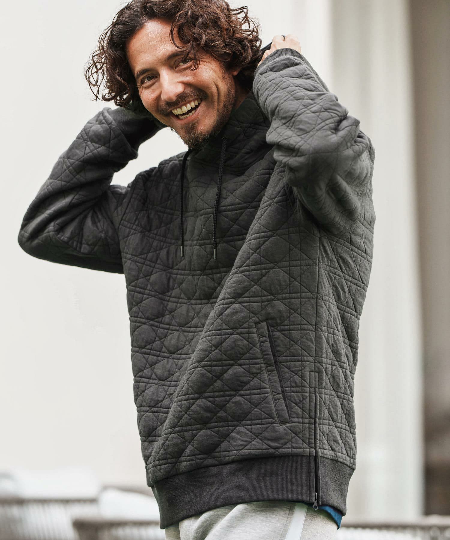 【Men's】キルティングサイドジップパーカー