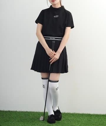 【Women's】Checkered mock neck