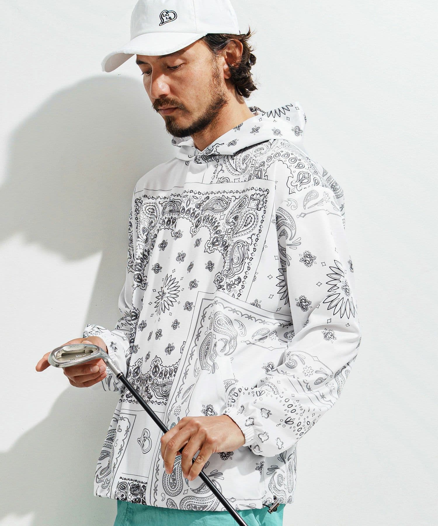 【Men's】ペイズリー柄フーディーブルゾン