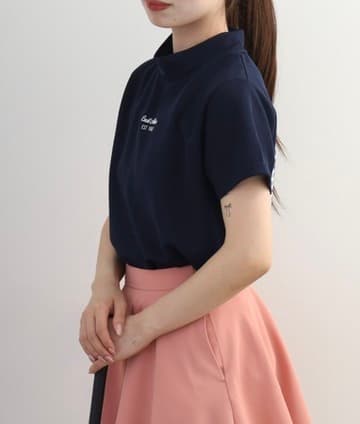【Women's】Checkered mock neck