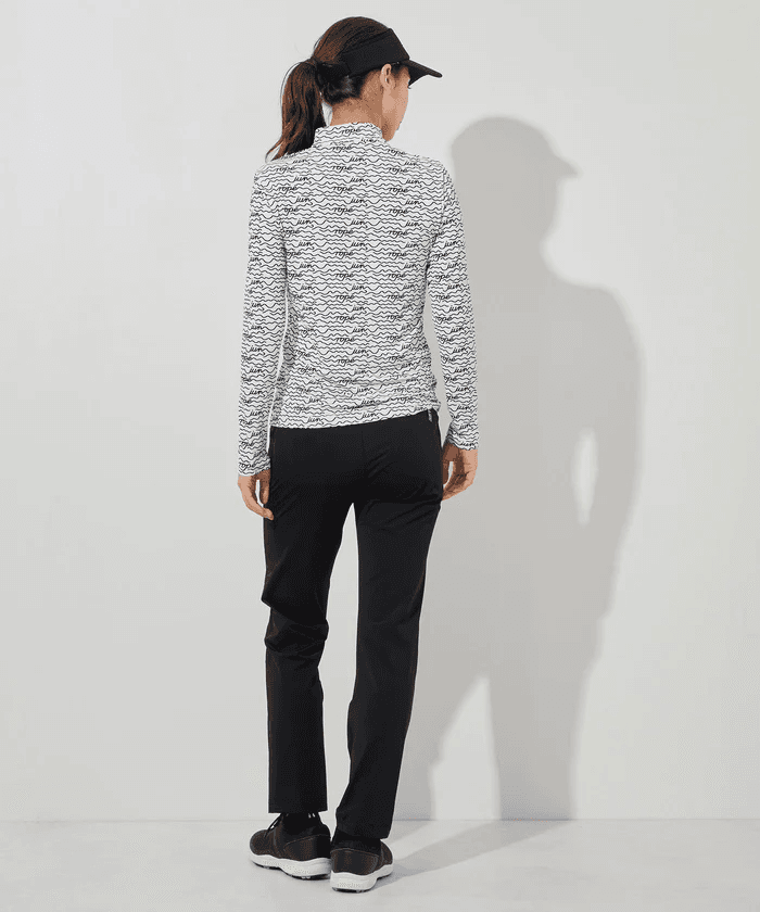 【Women's】ウェーブボーダー柄 UVハーフジップ長袖PO