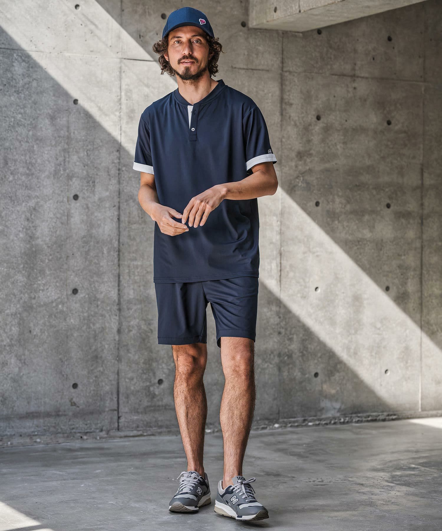 【Men's】ノーカラーポロシャツ