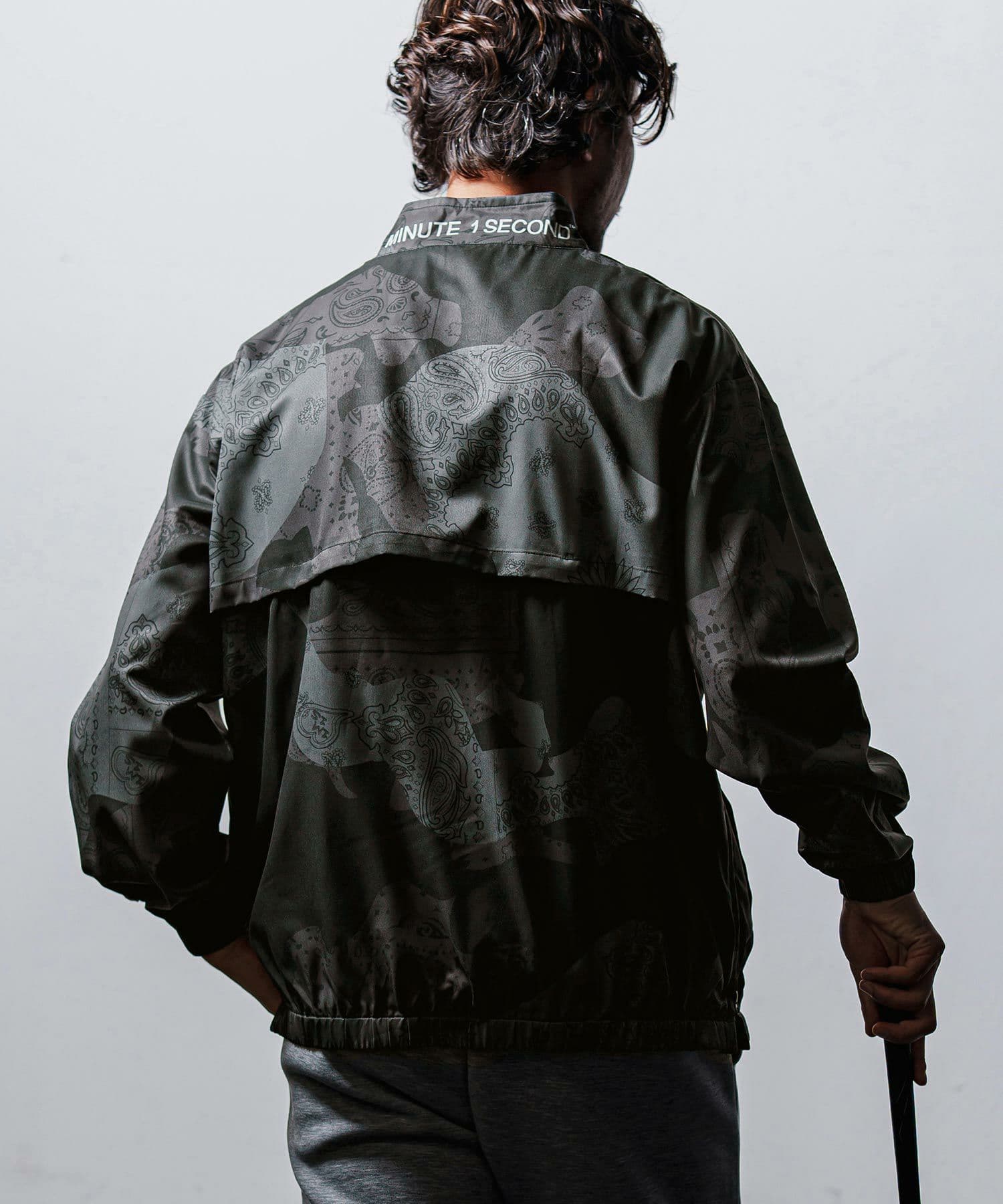 【Men's】カモフラージュペイズリー柄ハイネックジップブルゾン