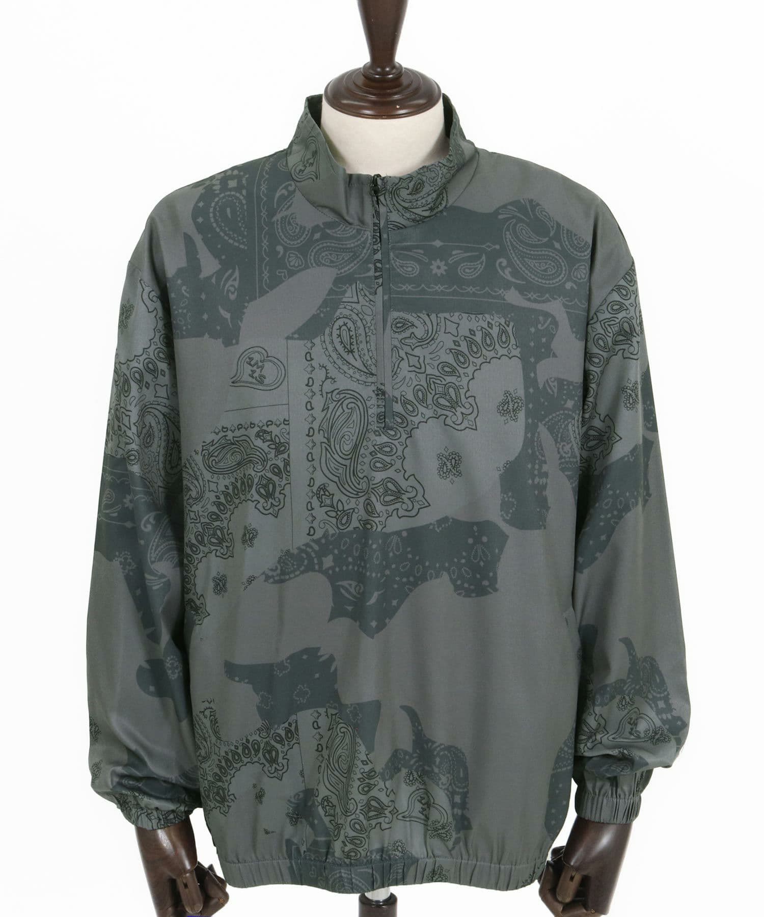 【Men's】カモフラージュペイズリー柄ハイネックジップブルゾン