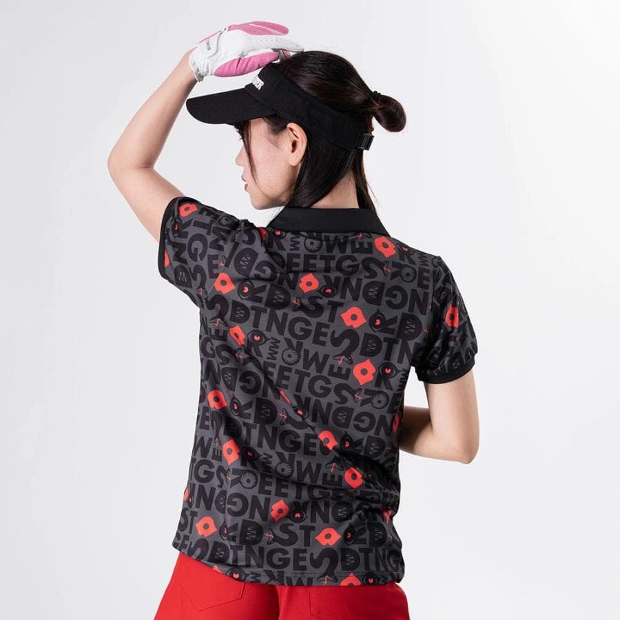 【Women's】モンスターロゴ総柄 ポロ