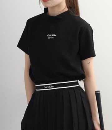 【Women's】Checkered mock neck