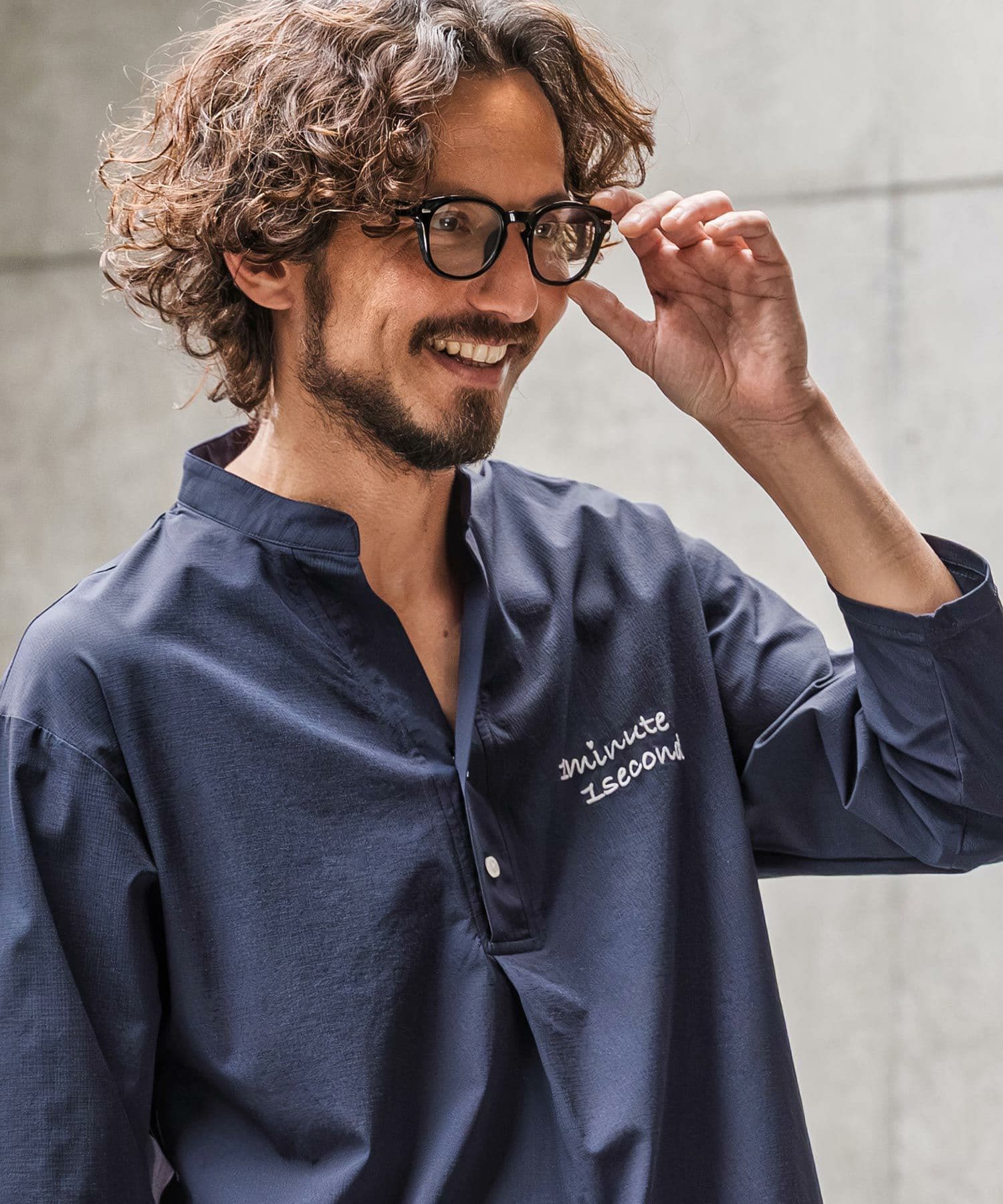【Men's】バンドカラープルオーバーシャツ