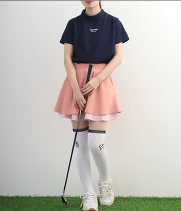 【Women's】Checkered mock neck