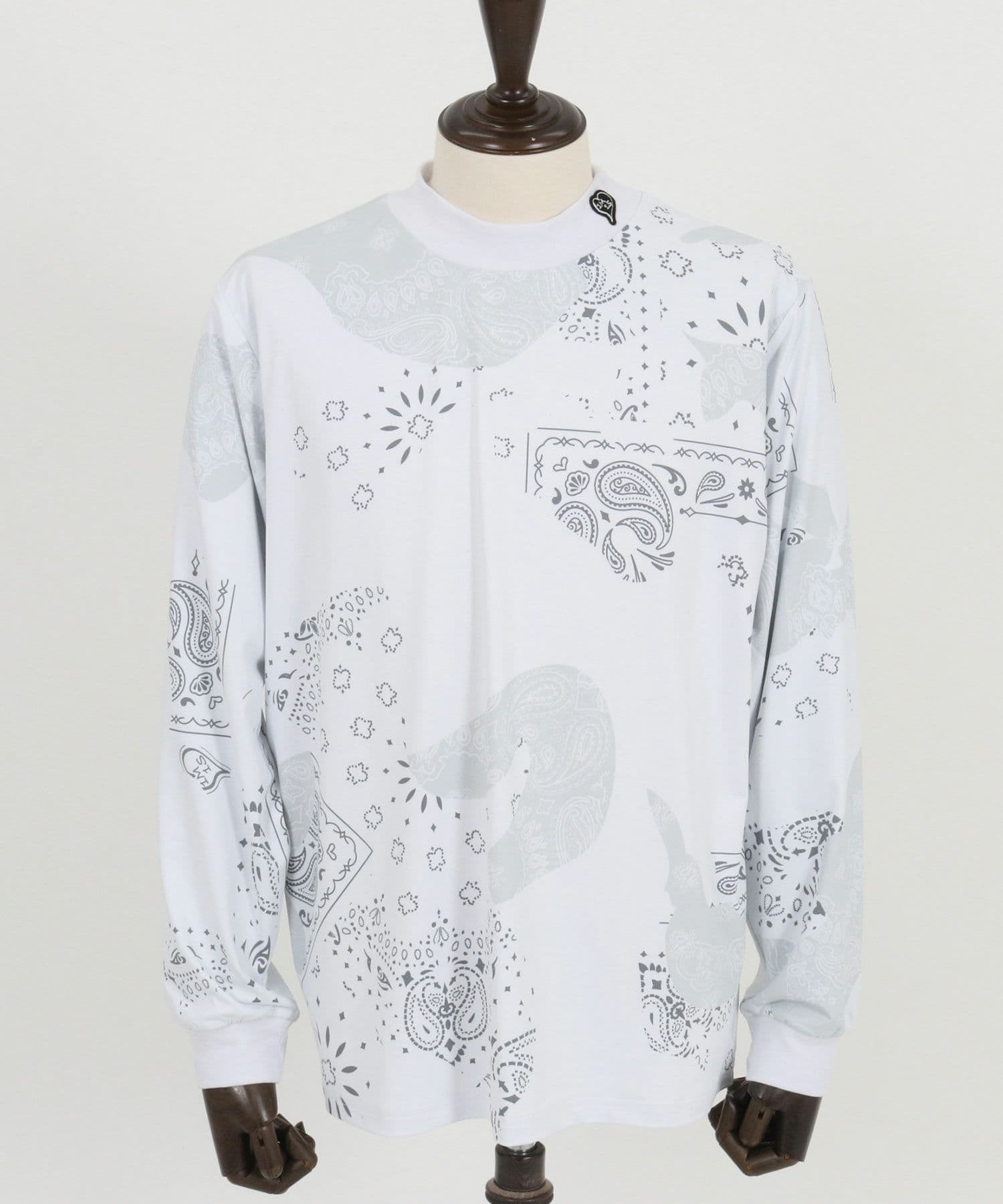 【Men's】カモフラージュペイズリー柄長袖モックネックカットソー