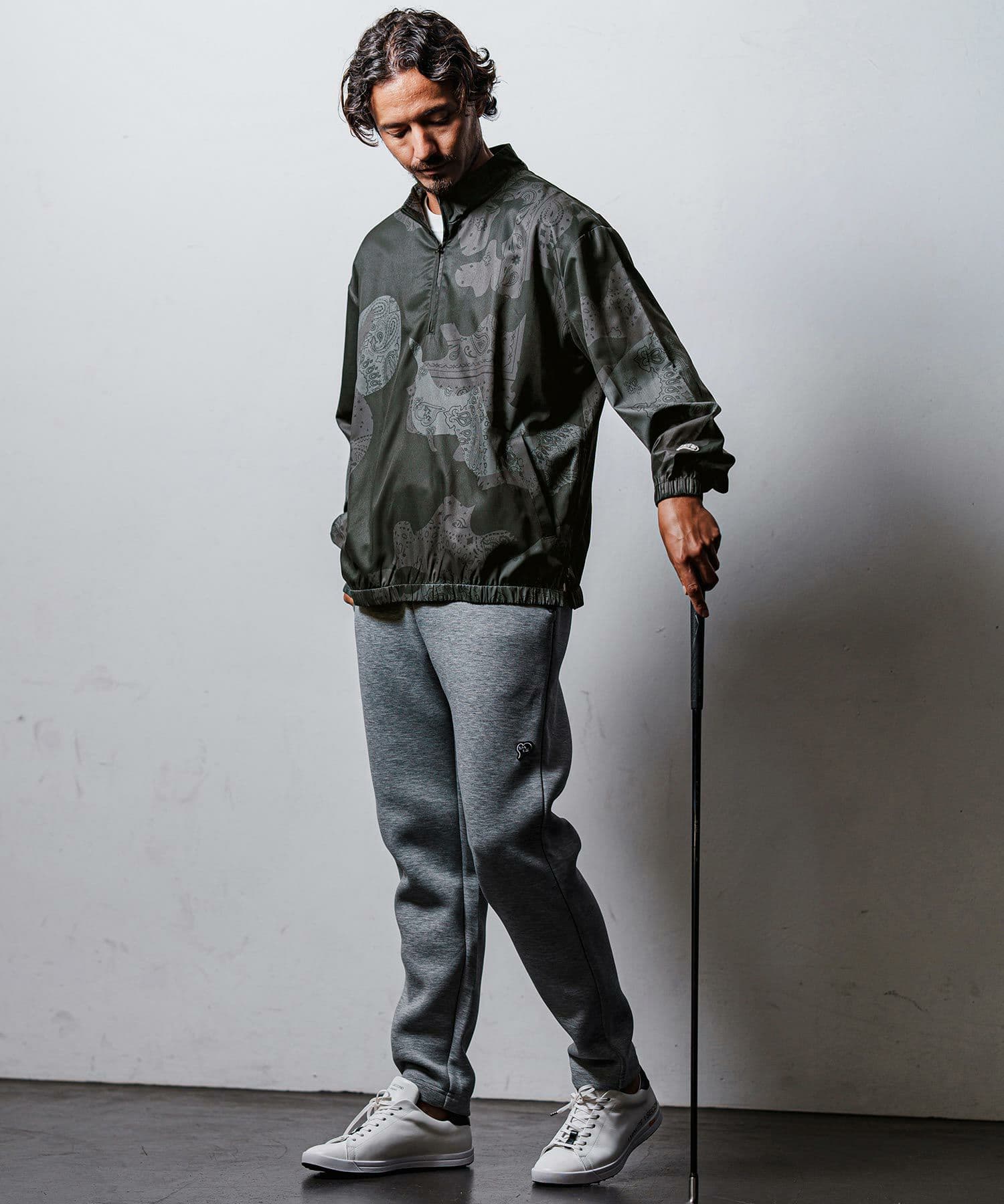 【Men's】カモフラージュペイズリー柄ハイネックジップブルゾン