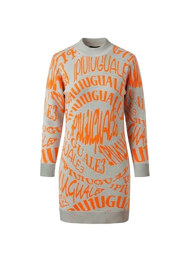 【Women's】Melting LetterJacquard Knit one-piece