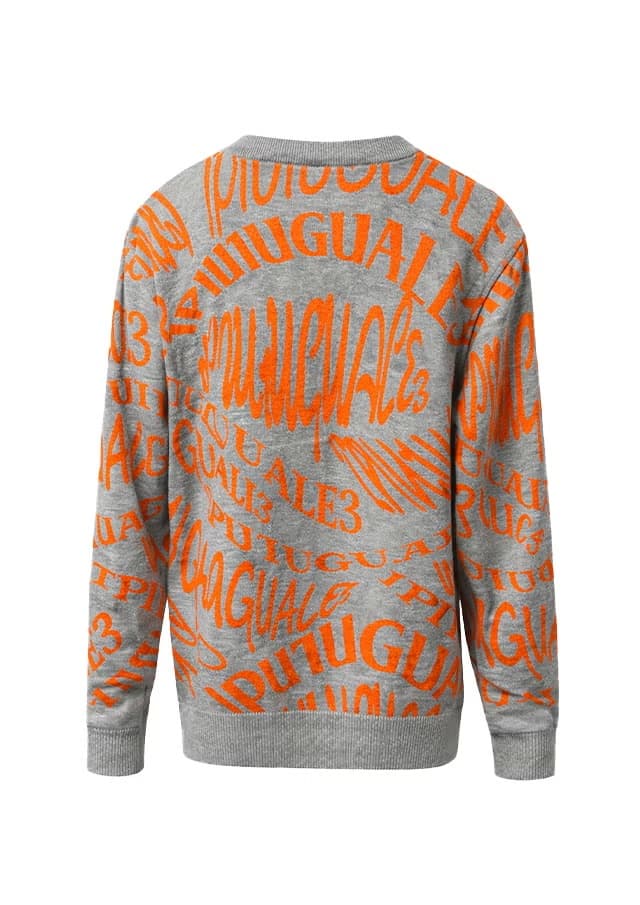 【Men's】Melting LetterJacquard Knit Crew