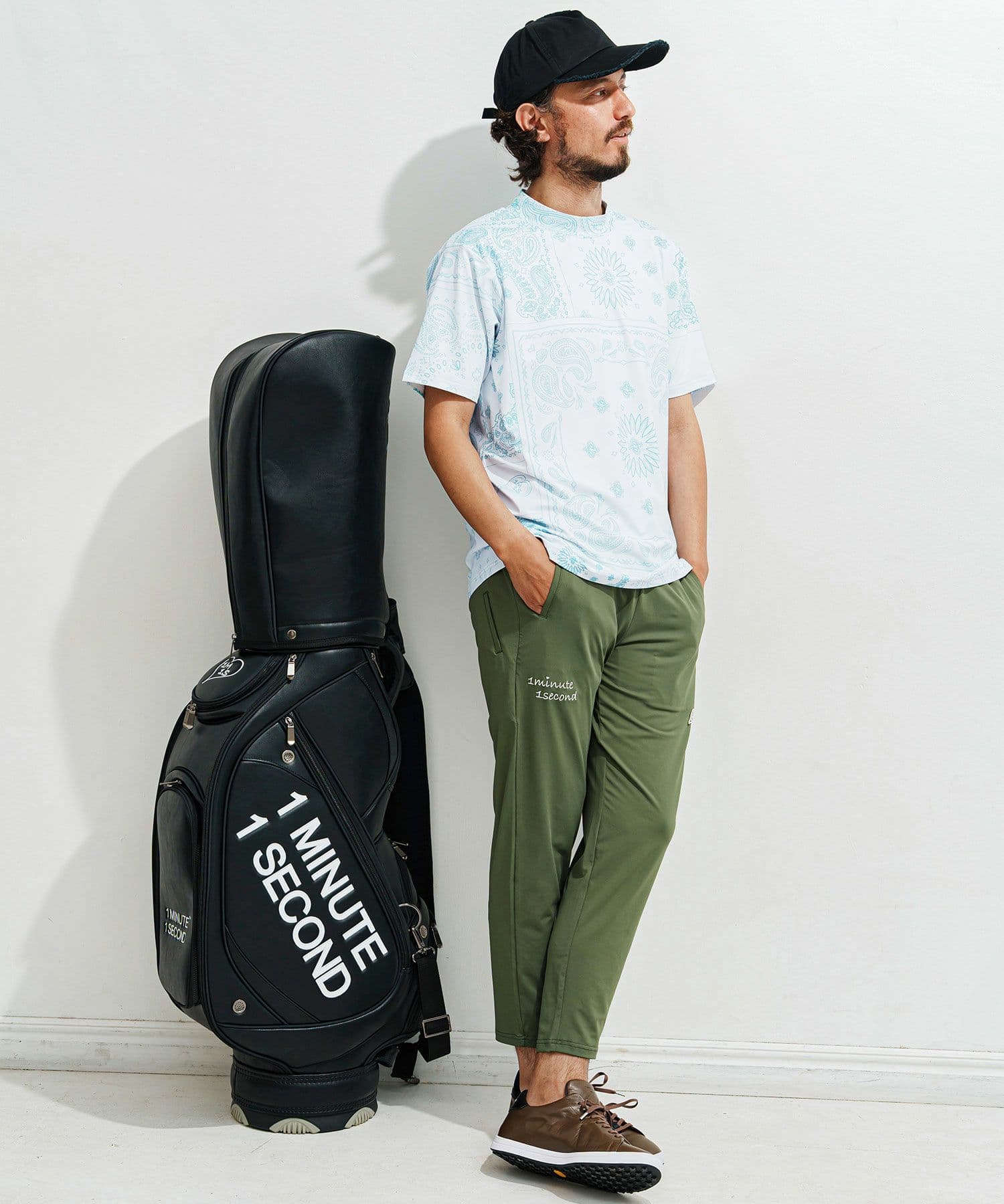【Men's】ペイズリー柄半袖モックネック